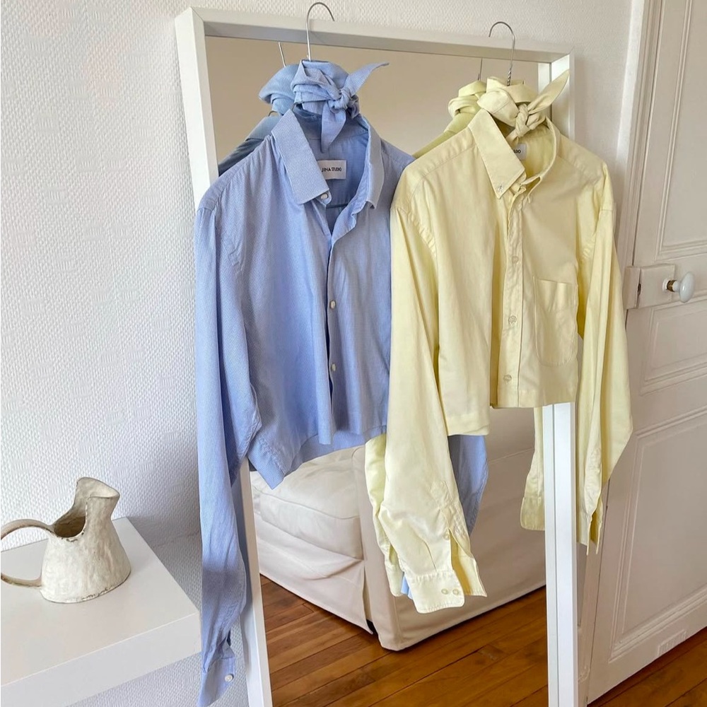 Jina Studio Yellow Cropped Shirt | Small